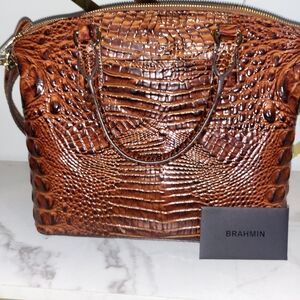 Brahmin Croc Embossed Leather Satchel